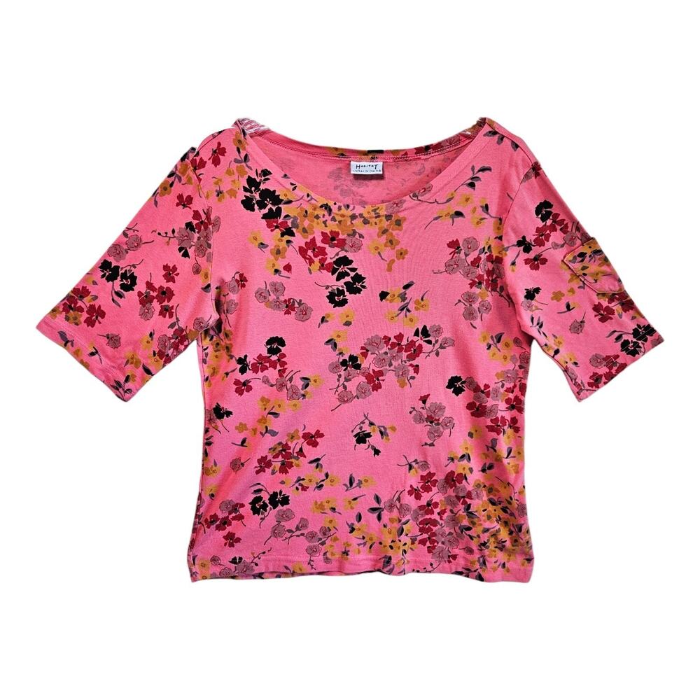 HABITAT Women's Size M / L Top Cottage Multicolor Floral Short Sleeve Cotton 38"